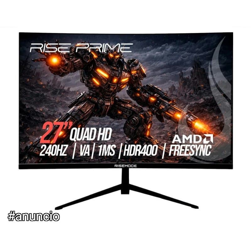 Monitor Gamer Curvo Rise Mode Prime 27\" QHD 240Hz 1ms VA FreeSync HDR 400 HDMI DisplayPort Preto - RM-MOG-27C2402K-B