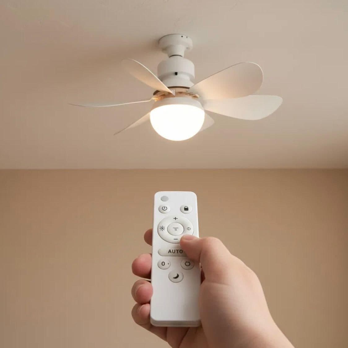 Lâmpada Led Com Ventilador De Teto Bivolt Controle 80w E27